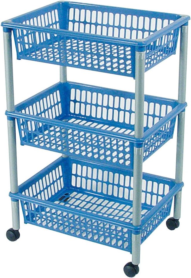 Aufbewahrungswagen Mit 3 Körben – 1 Stück – Robustes Kunststoffmaterial – 360° Drehbar – Für Küche Und Bad – 40 X 29 X 62 Cm