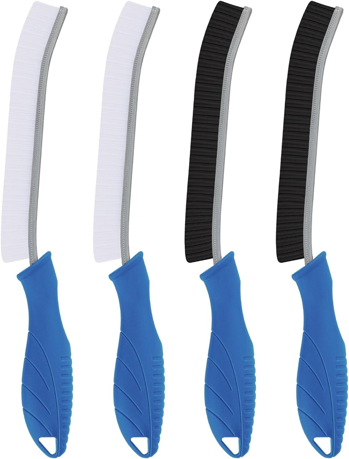 Reinigungsbürste – 4er-set – Kunststoff Und Edelstahl – Harte Borsten Für Fugen – Bad Und Küche – Flechtenblau