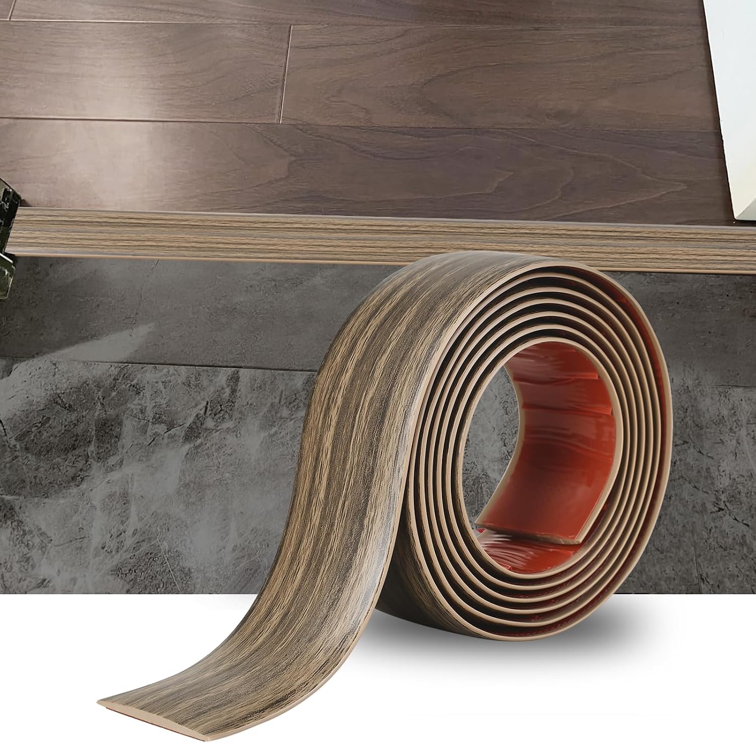 Pvc-übergangsleiste – 2 Meter – Dunkelbraune Holzoptik – Selbstklebende Bodenübergangsleiste – Für Wohnzimmer Und Küche – 4 Cm Breite