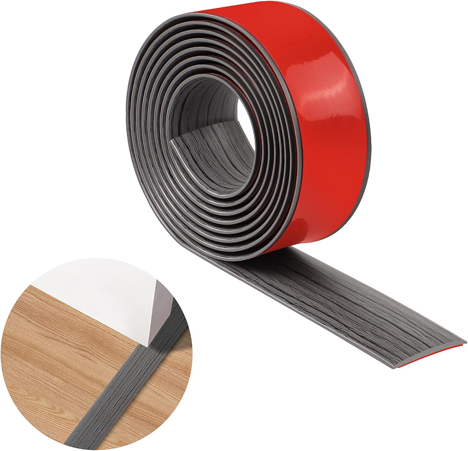 Pvc-übergangsleisten – 1 Stück – Flexibles Und Strapazierfähiges Material – Selbstklebende Übergangsleiste Für Türen Und Fenster – Dunkelgrau Und Holz