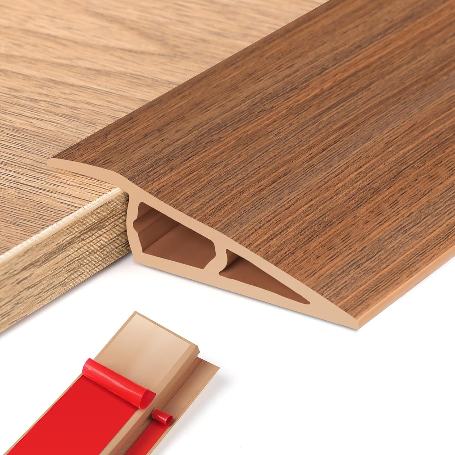 Selbstklebendes Pvc-türschwellenprofil – 1 Stück – Braune Holzoptik – Höhen- Und Übergangsverstellung – Für Den Innen- Und Außenbereich Geeignet – 10–15 Mm (h) X 1 M (l)