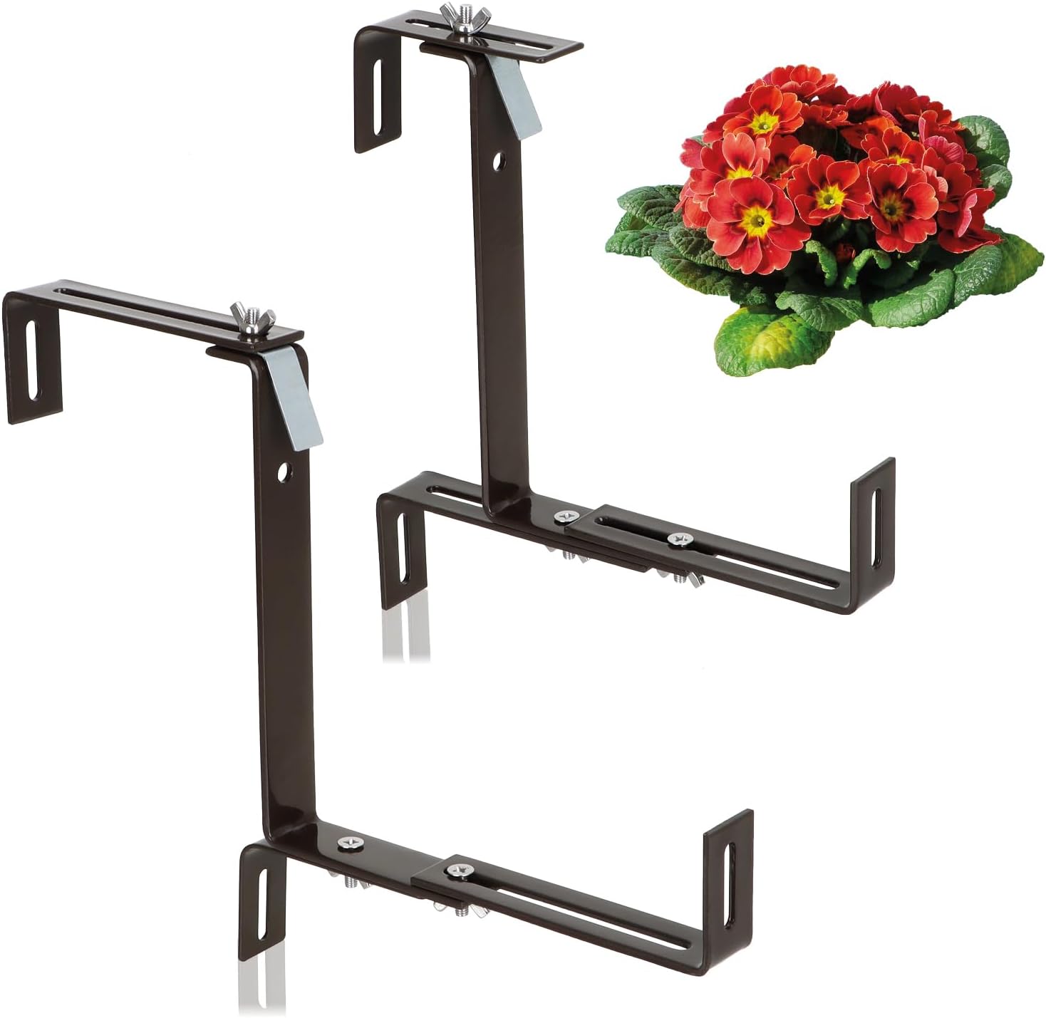 Balkon-pflanzkästenhalterungen – Brauner Edelstahl – Verstellbar Ohne Bohren – Für Pflanzen Und Blumen – Breite 3 Bis 14 Cm