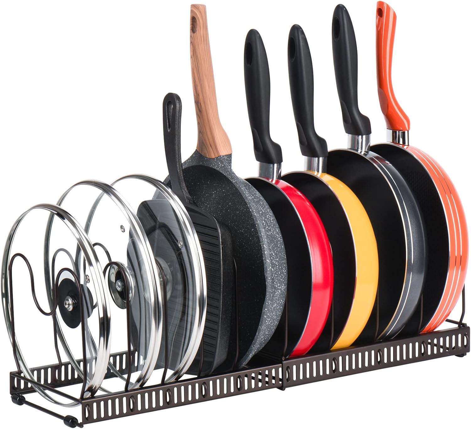 Verstellbares Topfregal – 10 Fächer – Robustes Metall – Für Deckel Und Töpfe – Moderne Küche – 30,5 Bis 58,4 Cm