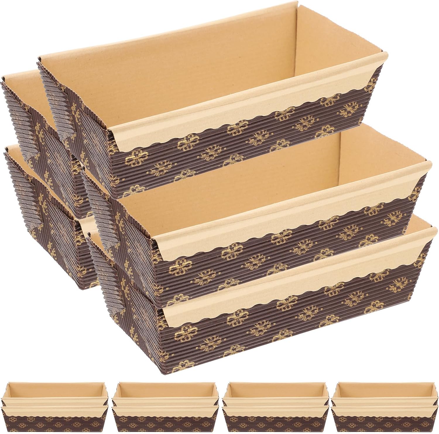 Set Mit 25 Quadratischen Kuchenformen Aus Kraftpapier – Hitzebeständig – Für Hobbybäcker Und Bäckereien – Größe: 15 X 6 X 5 Cm