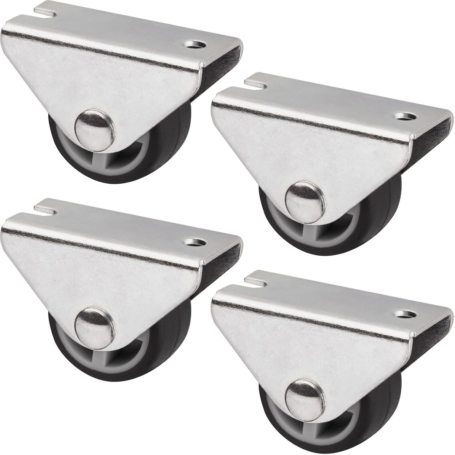 Schrankrollen – 4er-set – Stahl Und Polypropylen – Einbaumontage – Für Schubladen Und Betten – Ø 25 Mm, Dunkelgrau