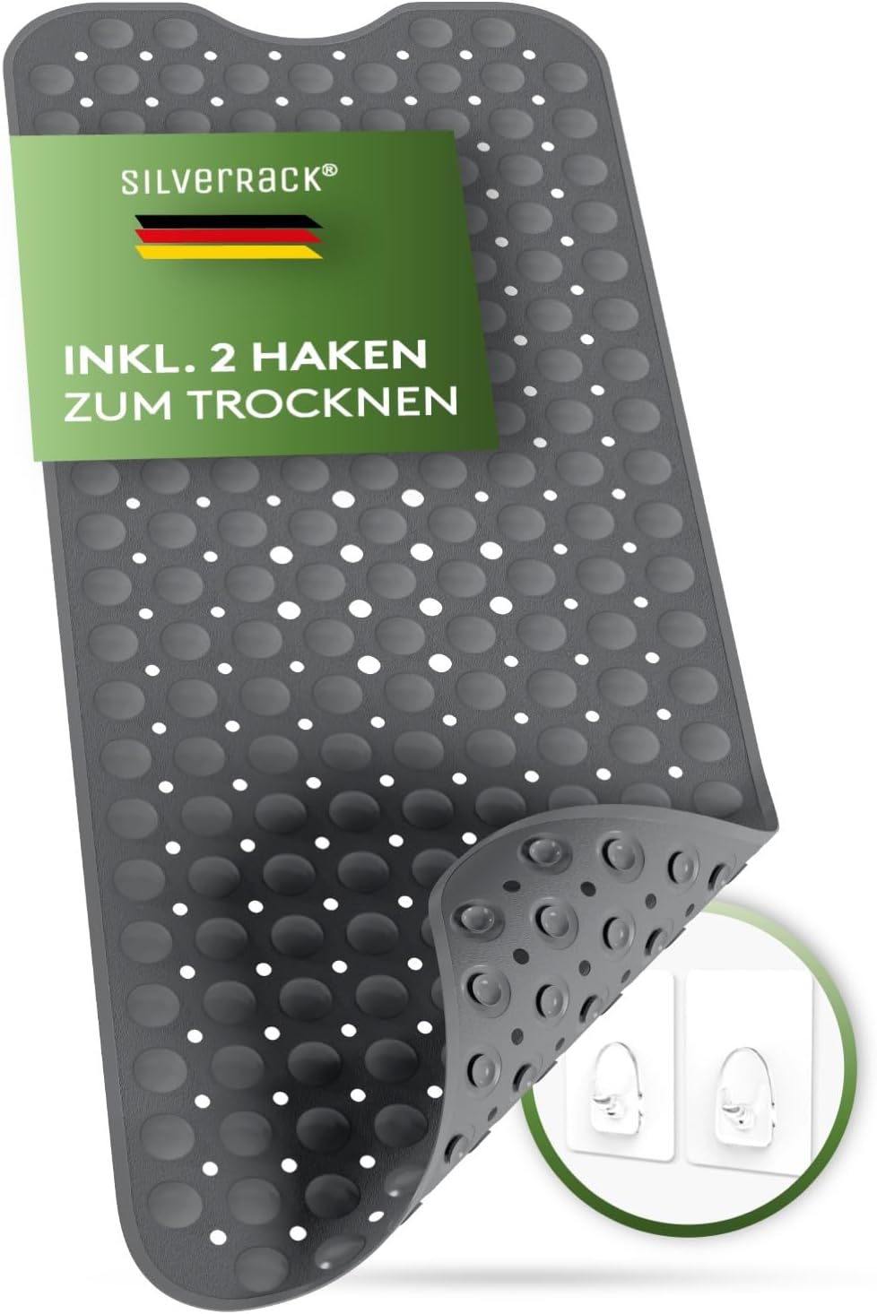 Rutschfeste Badematte – 1 Stück – Tpe – Kindersicher – Für Dusche Und Badewanne – Dunkelgrau, 40 Cm