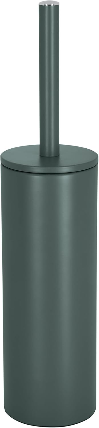 Wc-bürste Mit Halter – 1 Set – Stahl Und Kunststoff – Austauschbarer Bürstenkopf Und Hygienischer Deckel – Für Moderne Badezimmer – Mattdunkelgrün, 40 X 9,5 X 9,5 Cm