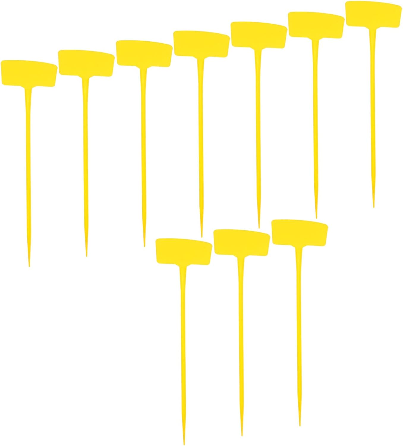 Set Mit 10 Gelben Gartenschildern Aus Kunststoff, 40 Cm Lange, Abgewinkelte Pfähle, Robuste Etiketten Zur Pflanzenkennzeichnung Und Gartenorganisation