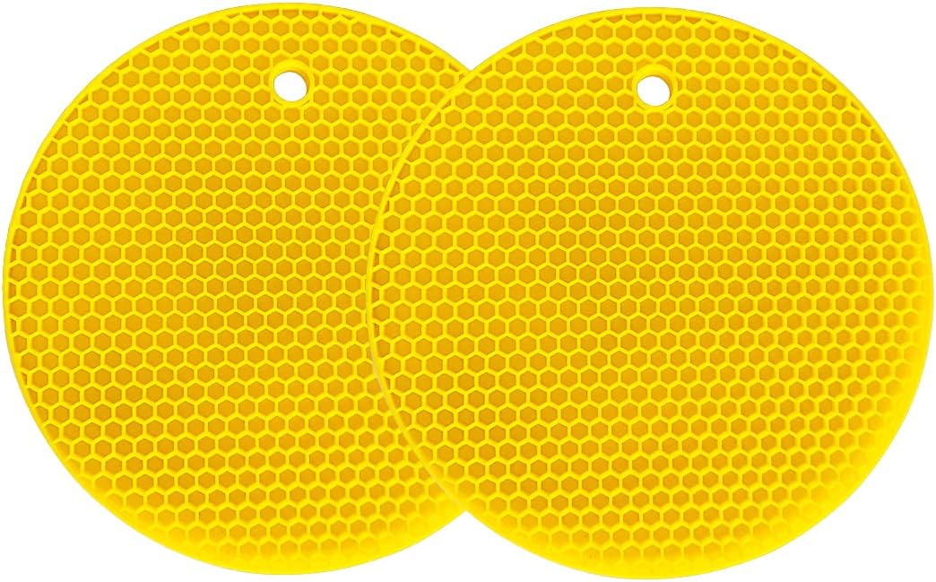 Silikon-untersetzer – 2er-set – Lebensmittelecht, Bpa-frei – Hitzebeständig Bis 240 °c – Küchen- Und Tischgeschirr – Gelb, 18 Cm