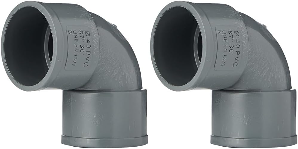 87°-pvc-winkelstück (innengewinde-innengewinde) – 2er-pack – 40 Mm Durchmesser – Rohrverbindung – Für Regen- Und Abwasserableitung