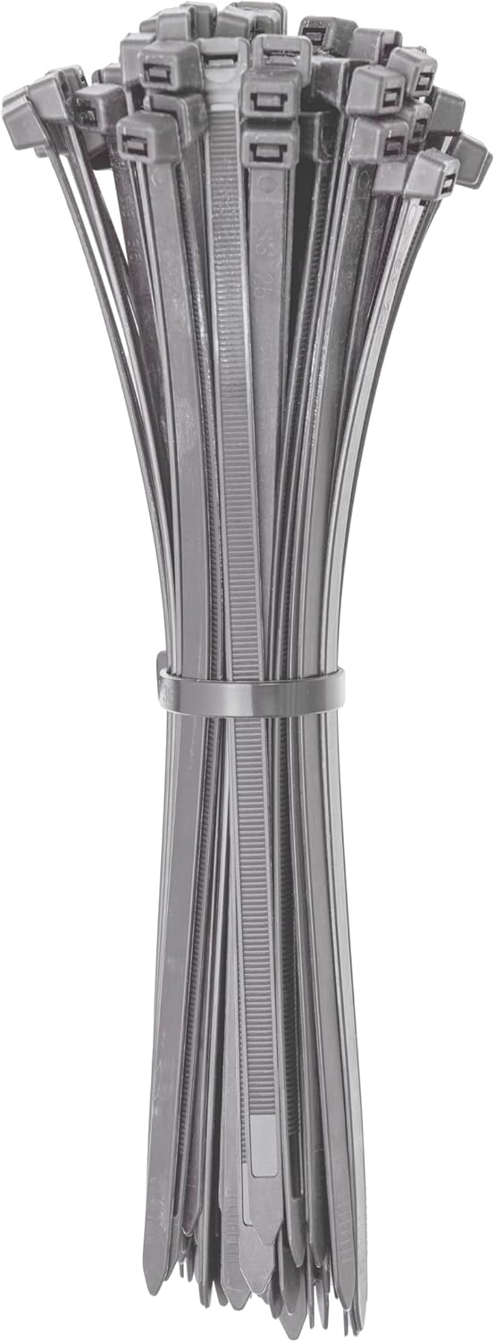 Schlauchschellen – 100 Stück – Nylon – Temperaturbeständig – Garten, Garage, Haushalt – 200 X 3,6 Mm, Grau