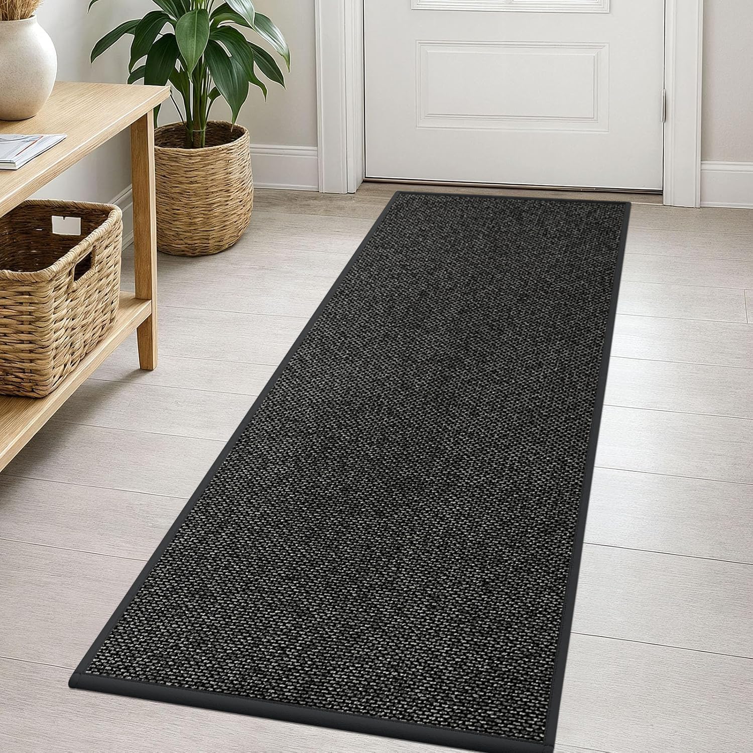 Rutschfeste Küchenmatte – 1 Stück – Gewebtes Polyester – Saugfähig Und Waschbar – Für Flur, Waschküche, Badezimmer – 45 X 150 Cm, Grau