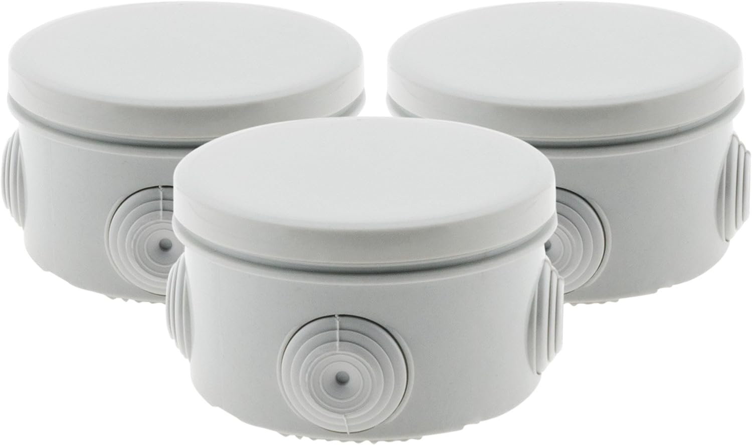 Anschlussdose – 3er-pack – Grauer Kunststoff – Wasserdicht Nach Ip55 – Für Elektrische Außenanwendungen – Ø 80 X 40 Mm