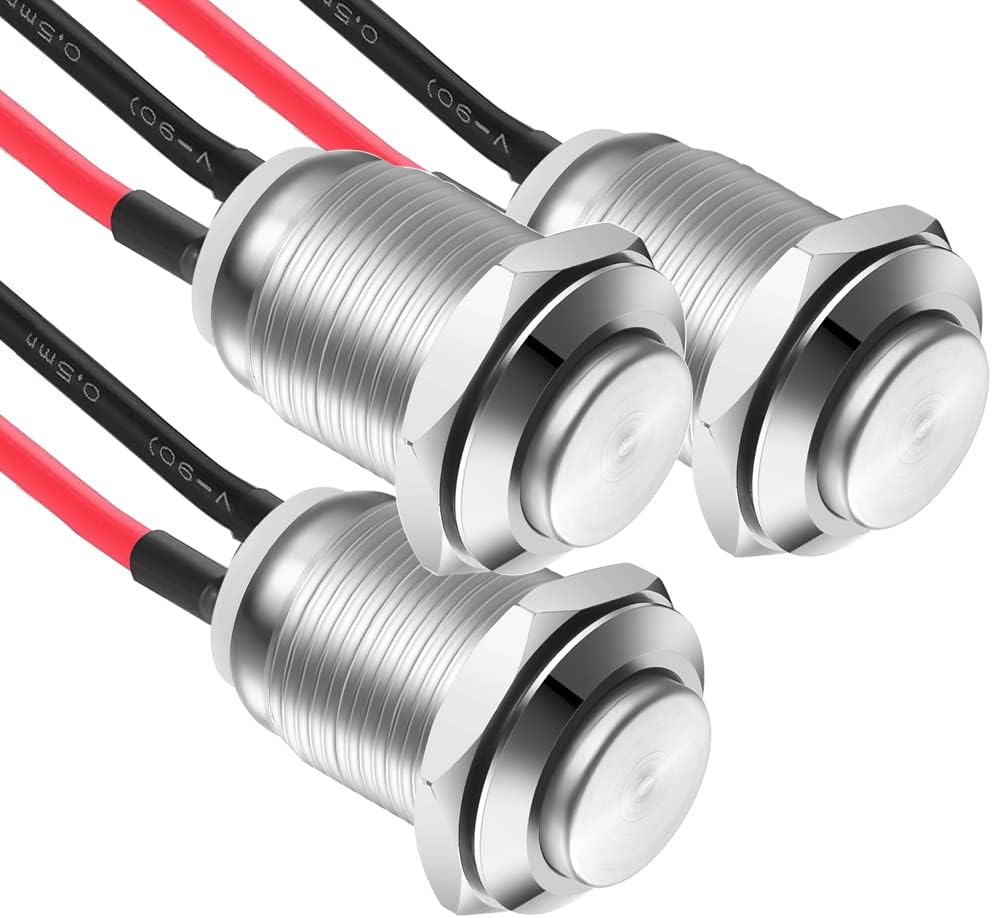 Drucktaster – 3 Stück – Edelstahl – Selbstverriegelnd, Ip65 Wasserdicht – Kfz-elektrik – 12 Mm Silber