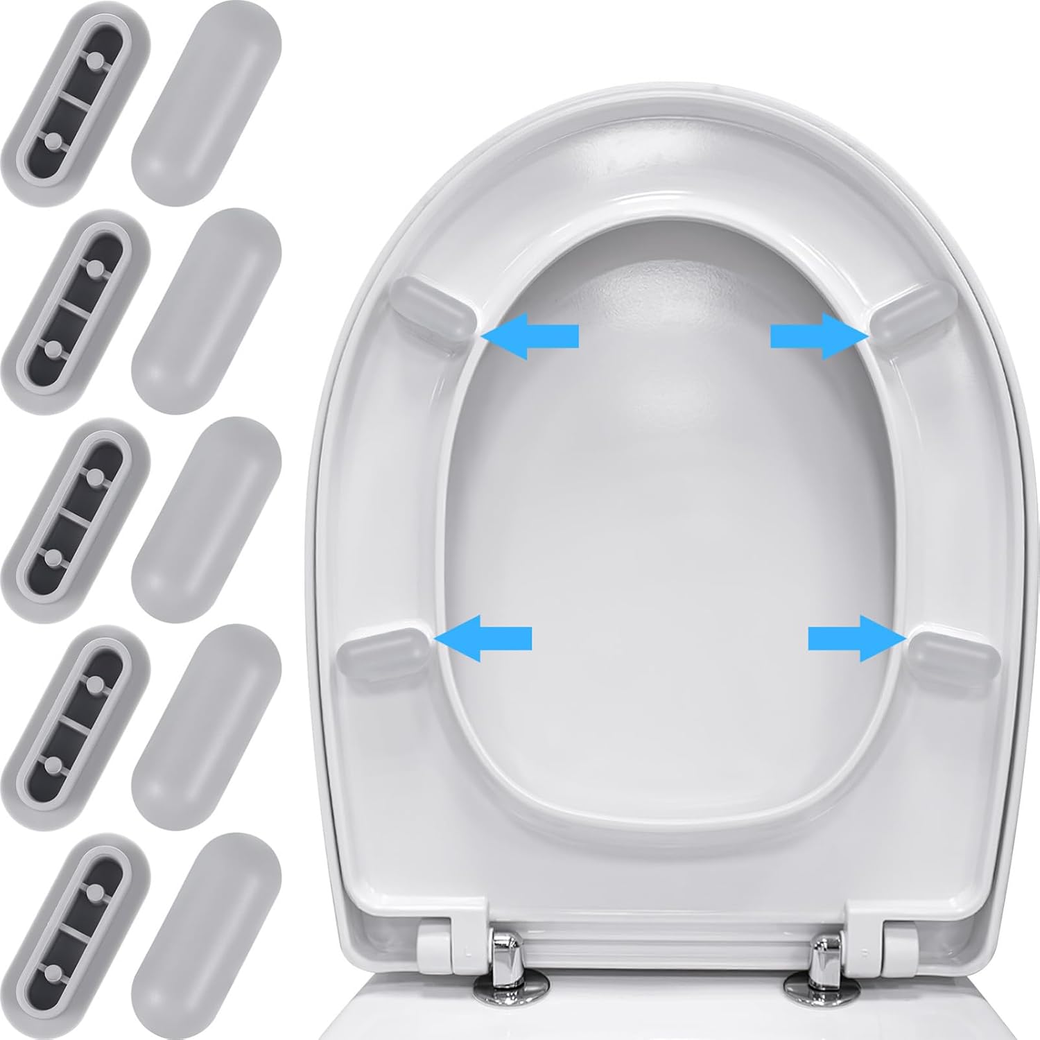 Wc-sitzdichtungen – 10er-pack – Grauer Gummi – Rutschfest Und Geräuschdämpfend – Für Keramik- Und Glas-wcs – 4,50 X 2,00 Cm
