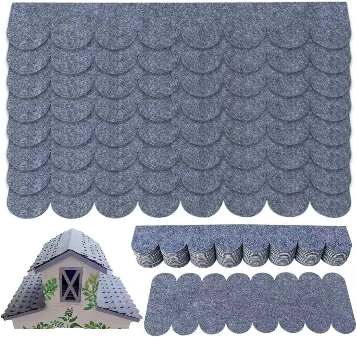 Bitumen-dachschindeln – 32 Stück – Selbstklebende Graue Filzbahn – Dauerhaft Wasserdicht – Für Vogelhäuser Und Gartenhäuser – 30 X 5 Cm Und 30 X 11 Cm