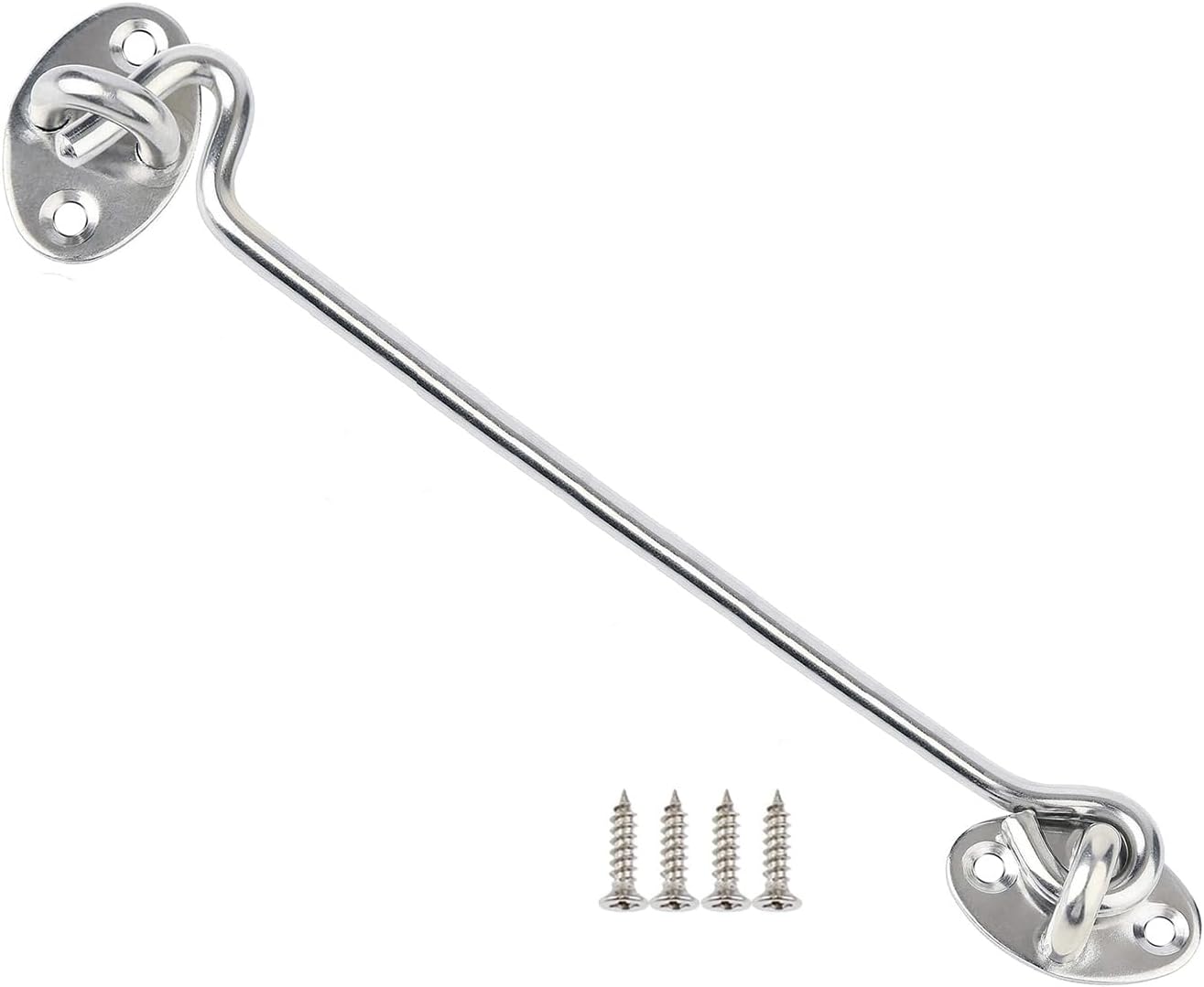 Sturmhaken Aus Edelstahl – Kabinenhaken Mit Öse – Schrankriegel, Scheunentorhaken – Türhaken Mit Öse – Silber – 25,4 Cm