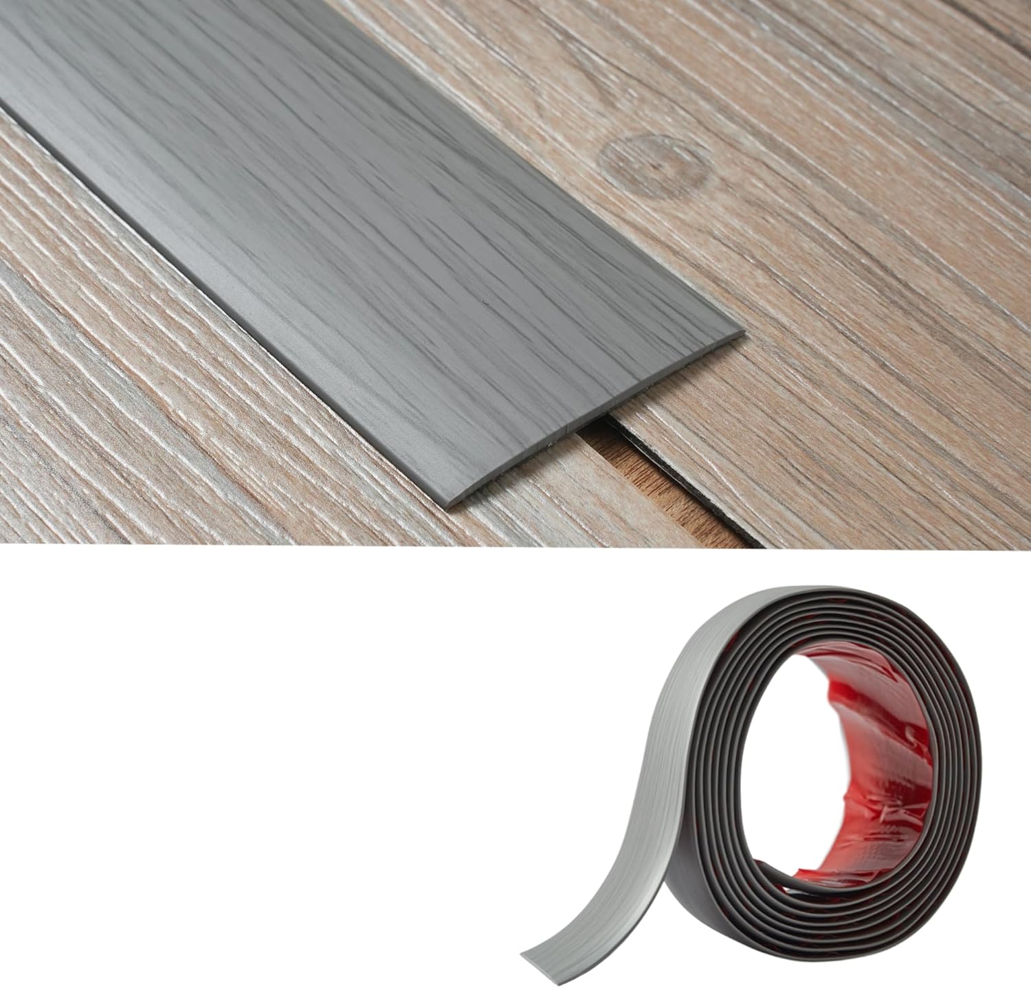 Selbstklebende Übergangsleiste – 1 Stück – Graue Holzmaserung (pvc) – Übergang Zwischen Bodenbelag Und Fliesen – Für Wohnzimmer/küche – 5 Cm X 2 Mm X 2 M