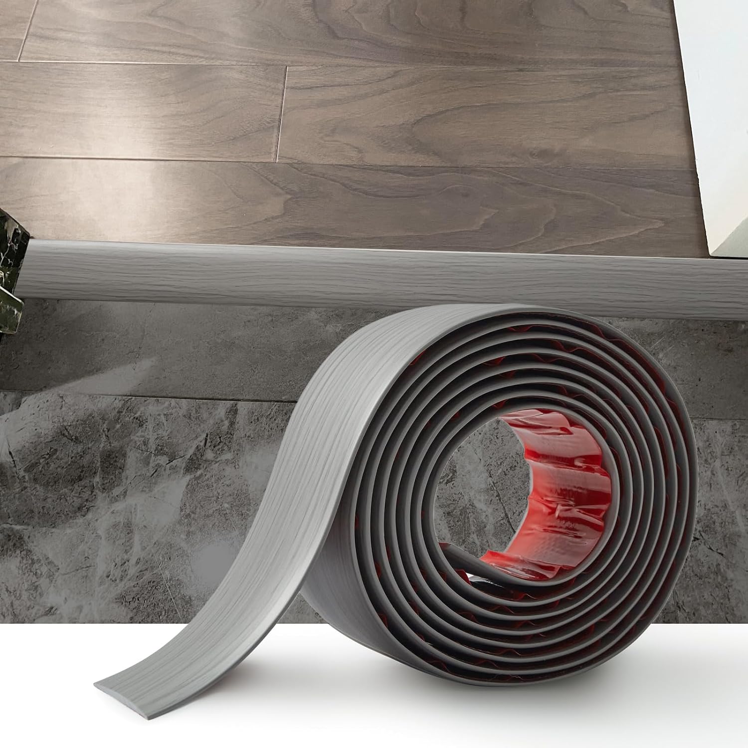2 M Pvc-übergangsprofil – Selbstklebend, Graue Holzoptik, 4 Cm – Flexibler Bodenübergang – Für Fliesen Und Parkett – Dekorative Fugenleiste Für Den Innenbereich
