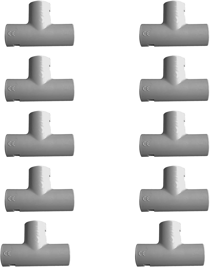 Irl Abzweig-t-stücke – 10er-pack – Graues Pvc Ø 16 Mm – Schlag- Und Korrosionsbeständig – Für Sanitär- Und Elektroinstallationen Im Haushalt