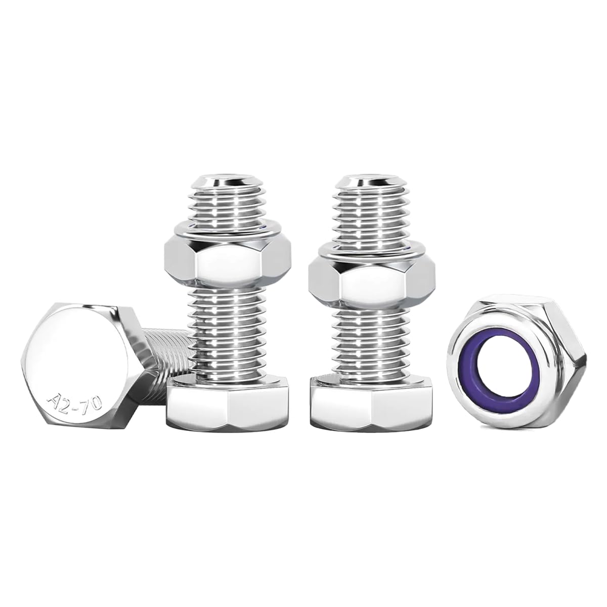 10er-packung M6x16-mm-sechskantschrauben – Edelstahl A2 – Mit Selbstsichernden Muttern – Robuste, Vibrationsfeste Befestigung – Für Möbel Und Fahrzeuge