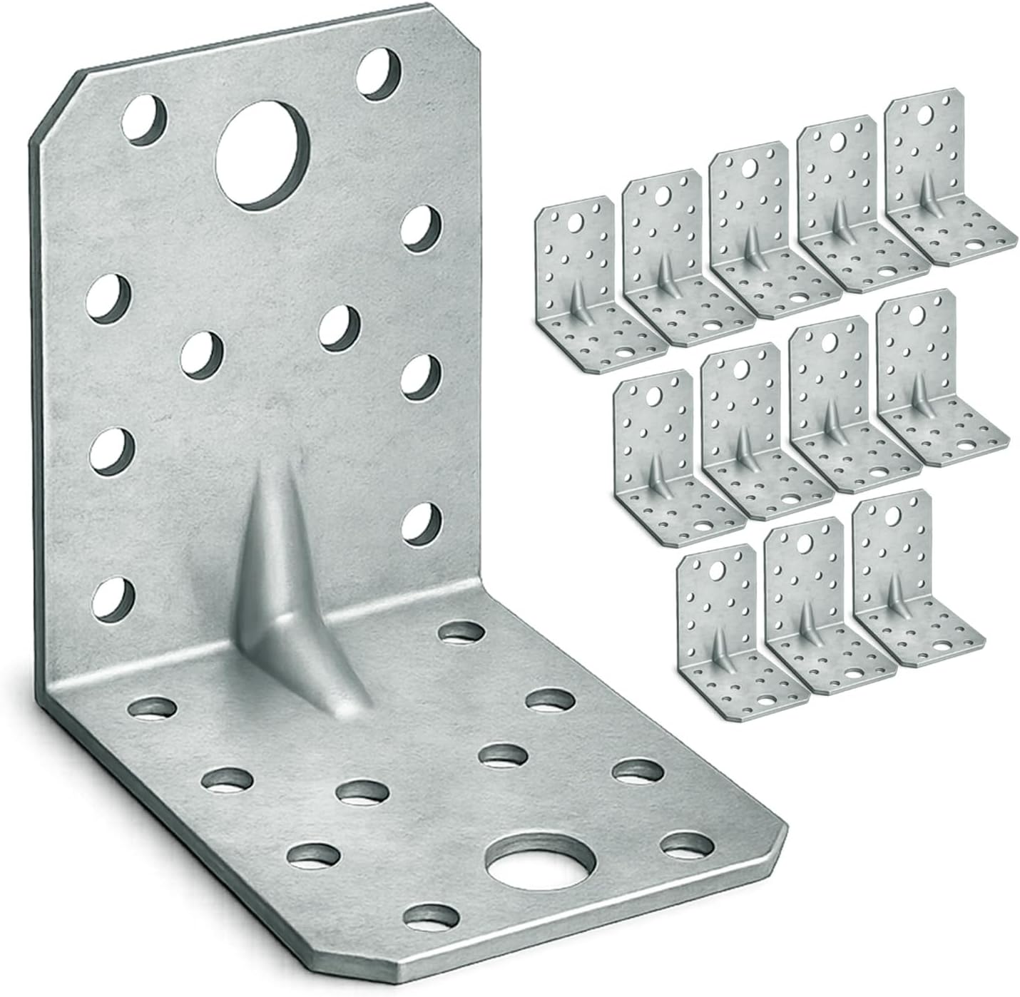 Rechtwinklige Befestigungswinkel – 12er-pack – 1,5 Mm Verzinkter Stahl – Hochbelastbare, Verstärkte Halterung – Rahmen Und Regale – 70 X 70 X 55 Mm