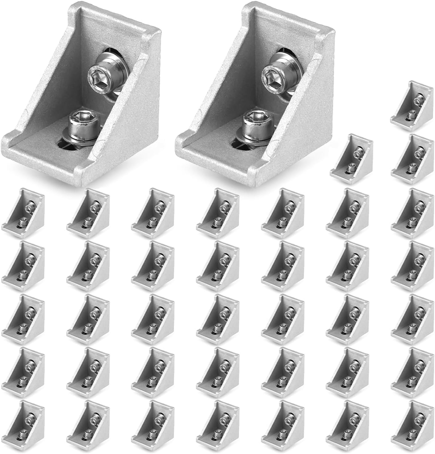 Aluminium-verbindungswinkel – 40 Stück – Gebürstetes Aluminium – Robuste Befestigung – 30x30-profile – Für Regale Und Konstruktionen – 35x35x28 Mm