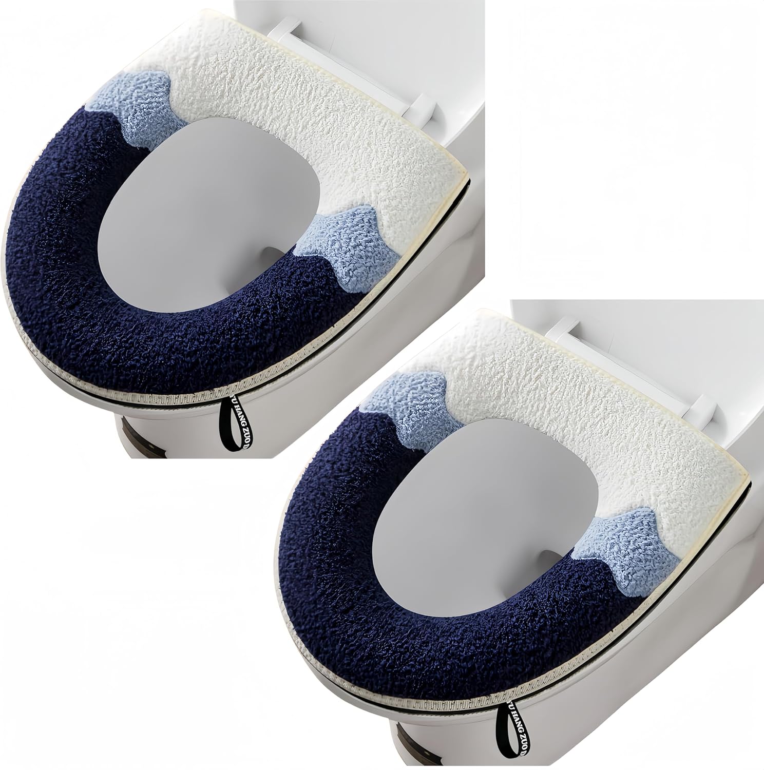 Set Mit 2 Ovalen Wc-sitzbezügen – Dickes Und Weiches Acrylmaterial – Mit Praktischem Griff – Maschinenwaschbar – Für Ein Komfortables Badezimmer – Grau