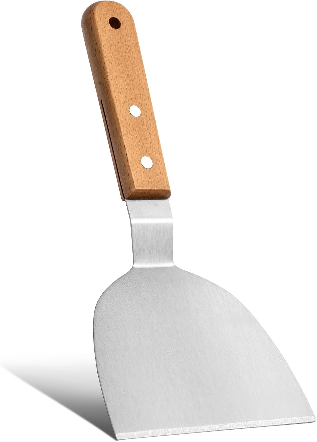 Edelstahlspatel – 1 Stück – Stahl Und Holz – Hitzebeständig – Für Küche Und Grill – 26 X 10 Cm