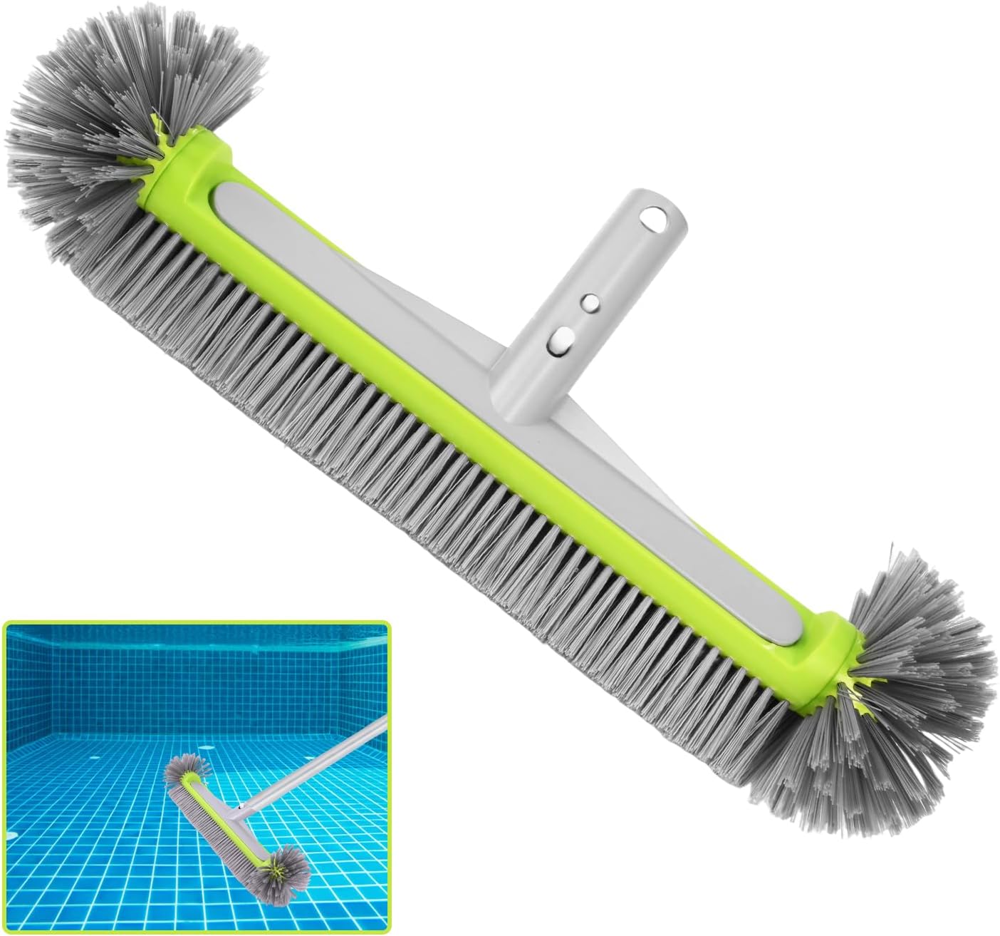 45 Cm Poolbürstenkopf, Poolbürste Mit Robusten Borsten, Aluminiumgriff, Halbkugelförmiger Bürstenkopf Für Wand Und Boden (teleskopstange Nicht Im Lieferumfang Enthalten)