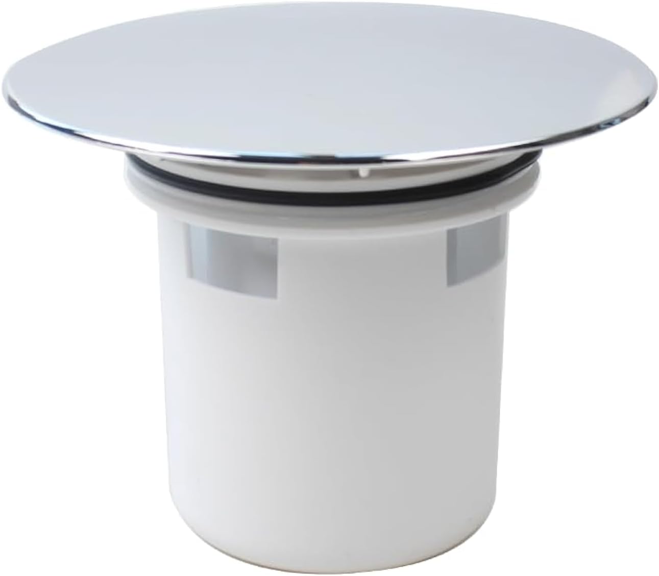 Abflussabdeckung Aus Chrom – 1-teilig – Kunststoff Und Gummi – Einfache Montage Für 90-mm-löcher – Standard-badezimmer – 121 Mm Durchmesser