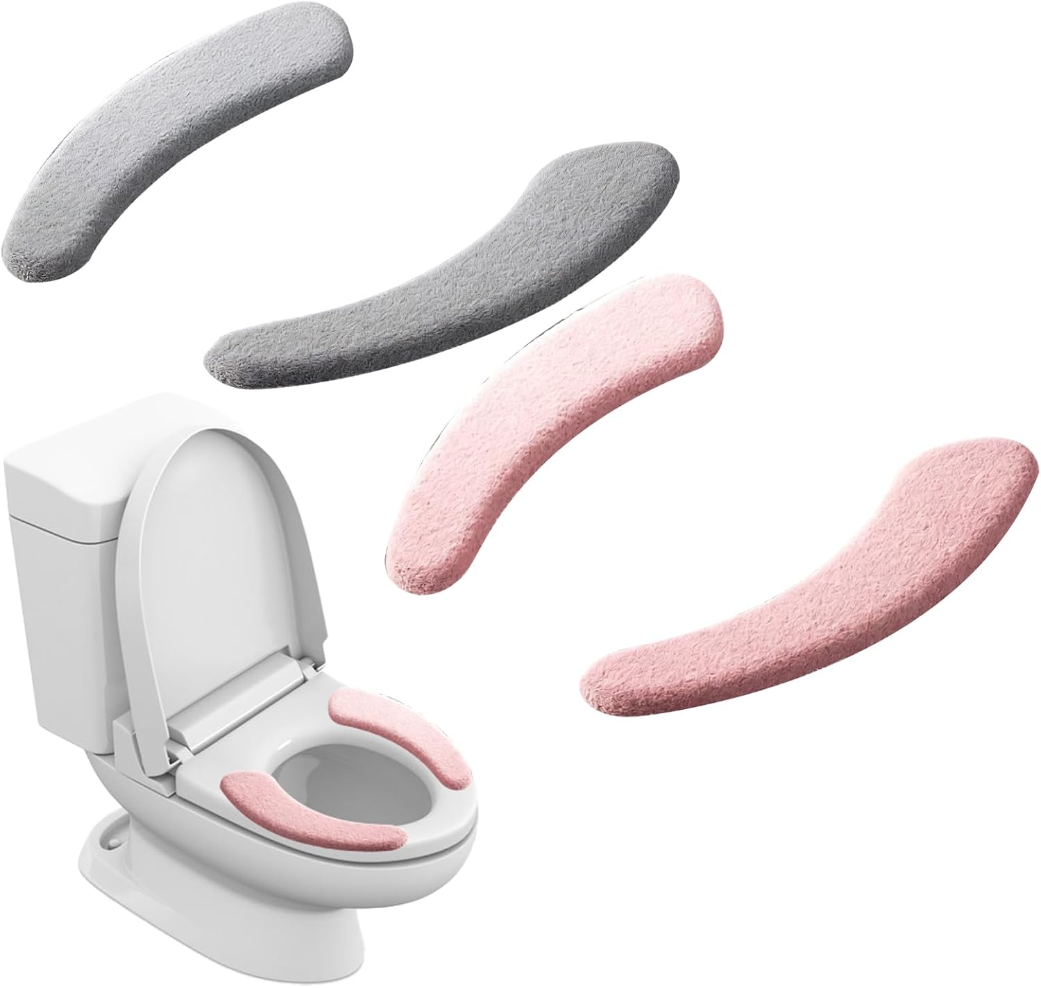 2 Paar Wc-sitzbezüge – Dickes Plüschgewebe – Wärmekomfort, Rutschfest – Für Zuhause Und Hotel – Universelle Runde/ovale Form