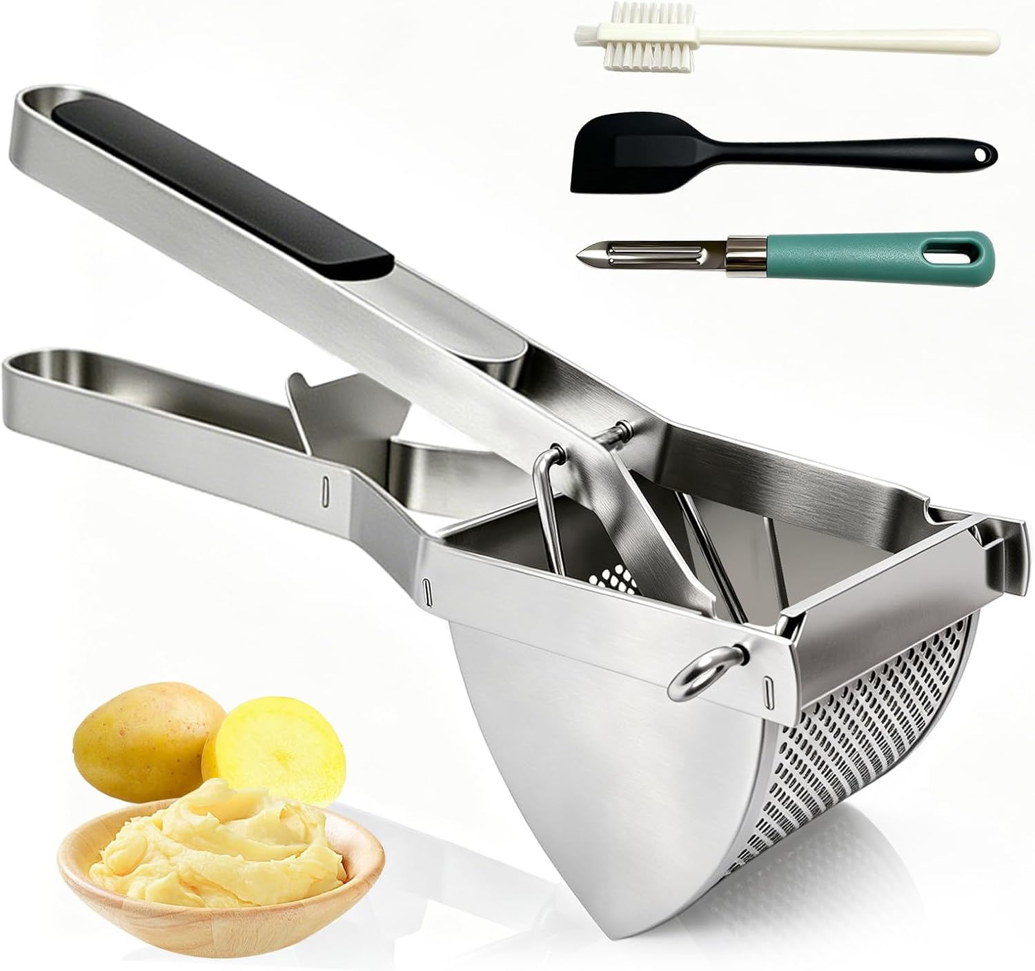 Kartoffelstampfer Aus Edelstahl – 4-teilig – Edelstahl – Zerlegbar – Gemüse, Obst, Babynahrung – 650 Ml