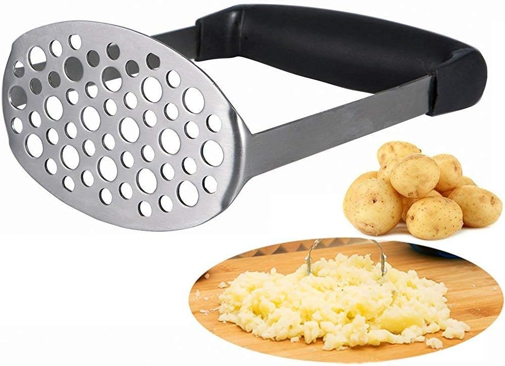 Kartoffelstampfer – 1 Stück – Edelstahl – Feines, Rutschfestes Sieb – Für Kartoffeln Und Gemüse – Edelstahl