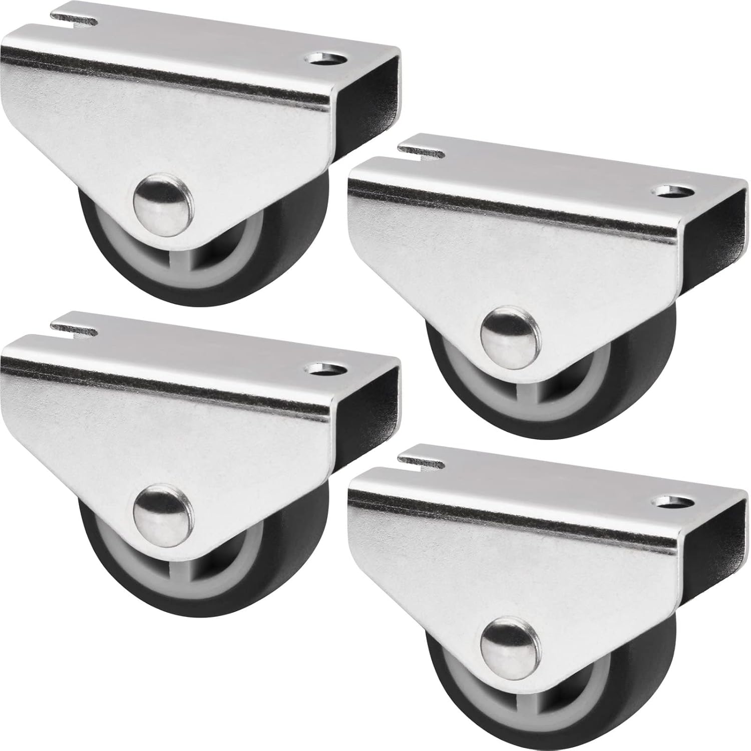 Schrankrollen – 4er-set – Stahl Und Polypropylen – Einbaumontage – Für Schubladen Und Betten – Ø 30 Mm, Grau