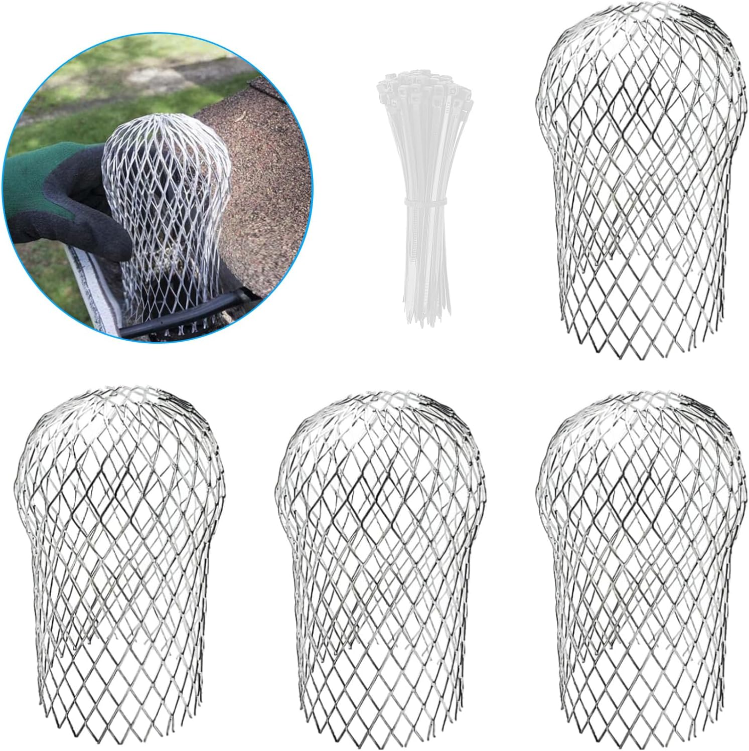 Set Mit 8 Aluminium-dachrinnenabdeckungen – Ausziehbarer Schutz Vor Schmutz – Für Rohre Mit 5,1 Bis 10,2 Cm Durchmesser – Ideal Für Dächer Und Terrassen