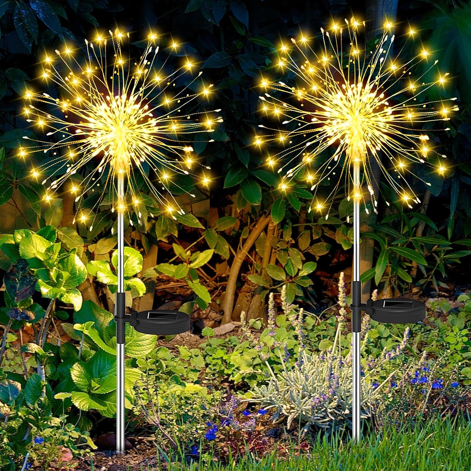 Solarlampe – 2 Stück – Metall Und Kupfer – 120 Warmweiße Leds – Garten Und Rasen – 92 Cm