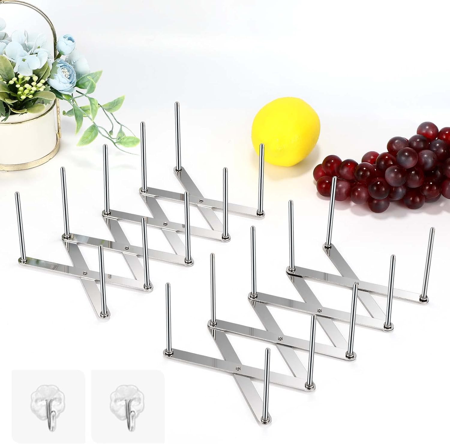 Teleskop-deckelstütze – 2er-set – Edelstahl – Verstellbar Und Rutschfest – Für Küche Und Aufbewahrung – 13 Bis 48,7 Cm