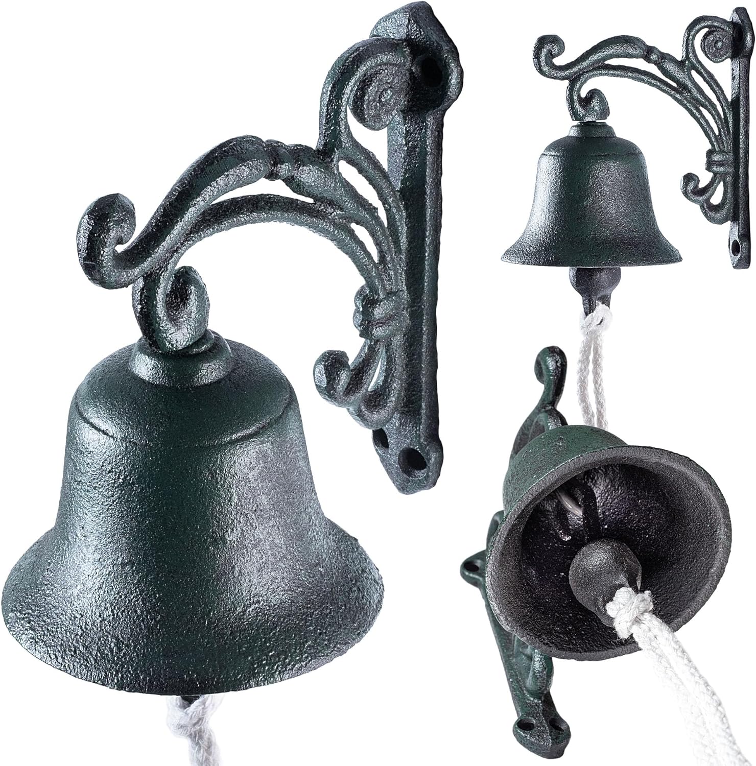 Türklingel Aus Gusseisen – 1 Stück – Rustikaler Stil – Lauter Klang – Für Den Innen- Und Außenbereich Geeignet – Grün