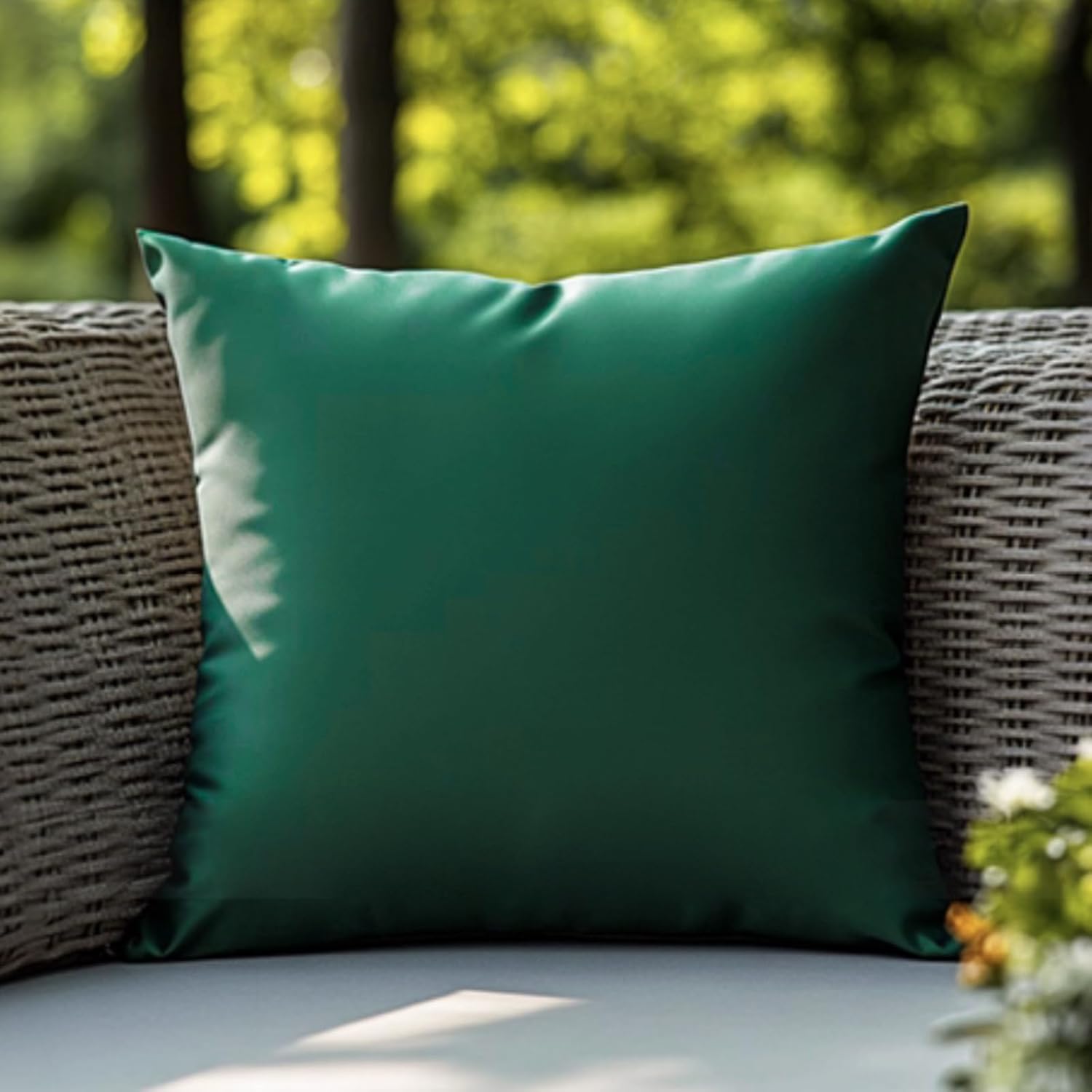 Outdoor-kissenbezug – 1 Stück – Unifarbenes, Wasserdichtes Leinen – Uv- Und Wasserbeständig – Für Garten, Terrasse, Balkon – 45,7 X 45,7 Cm, Grün