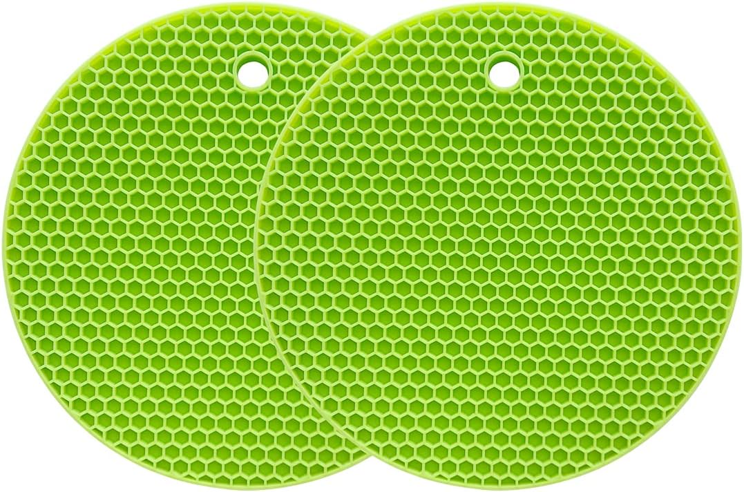 Silikon-untersetzer – 2er-set – Grünes Wabenmuster – Hitzebeständig Bis 240 °c – Für Küche Und Tisch – Durchmesser 18 Cm