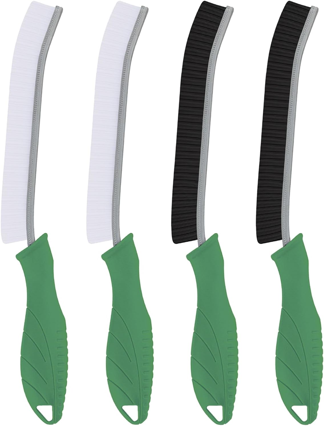 Reinigungsbürste – 4er-set – Kunststoff Und Edelstahl – Harte Borsten Für Schwer Zugängliche Stellen – Bad Und Küche – Grün