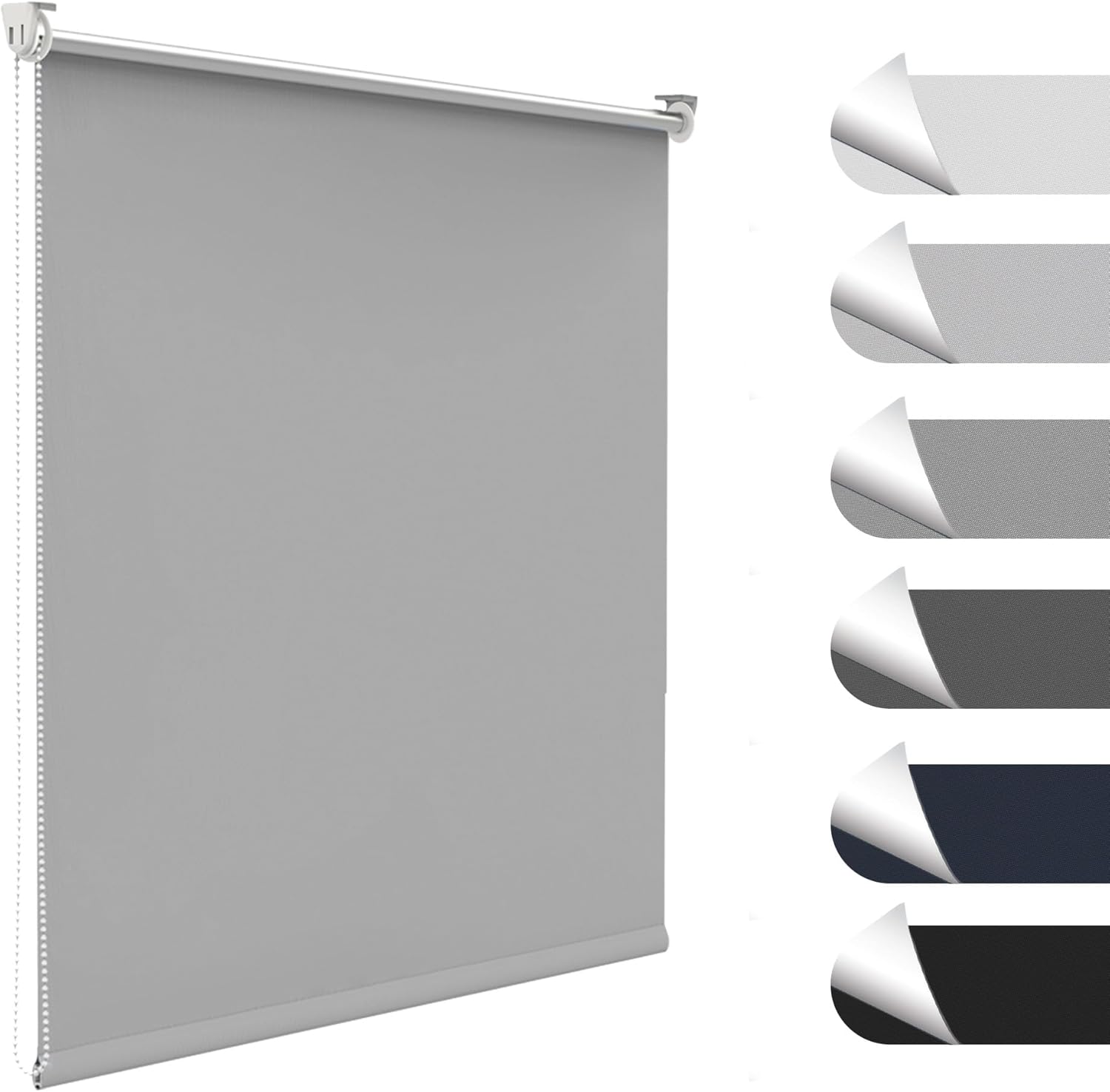 Verdunkelungsrollo – 1-teilig – Hellgraues Polyester – Wärmedämmend, Kein Bohren Erforderlich – Wohnzimmer, Schlafzimmer, Küche – 35 X 120 Cm