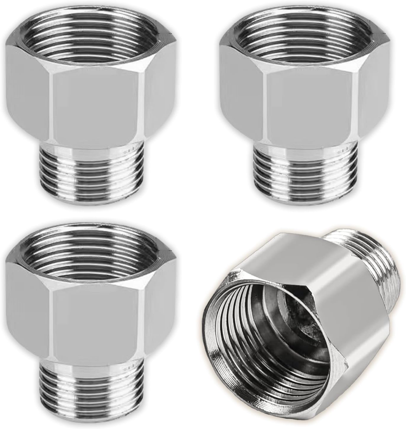 4-teiliges 1/2"-auf-3/8"-armaturenadapter-set, Edelstahl-rohrverschraubungs-gewindeadapter-reduzierhülse Für Rohrverbindungen