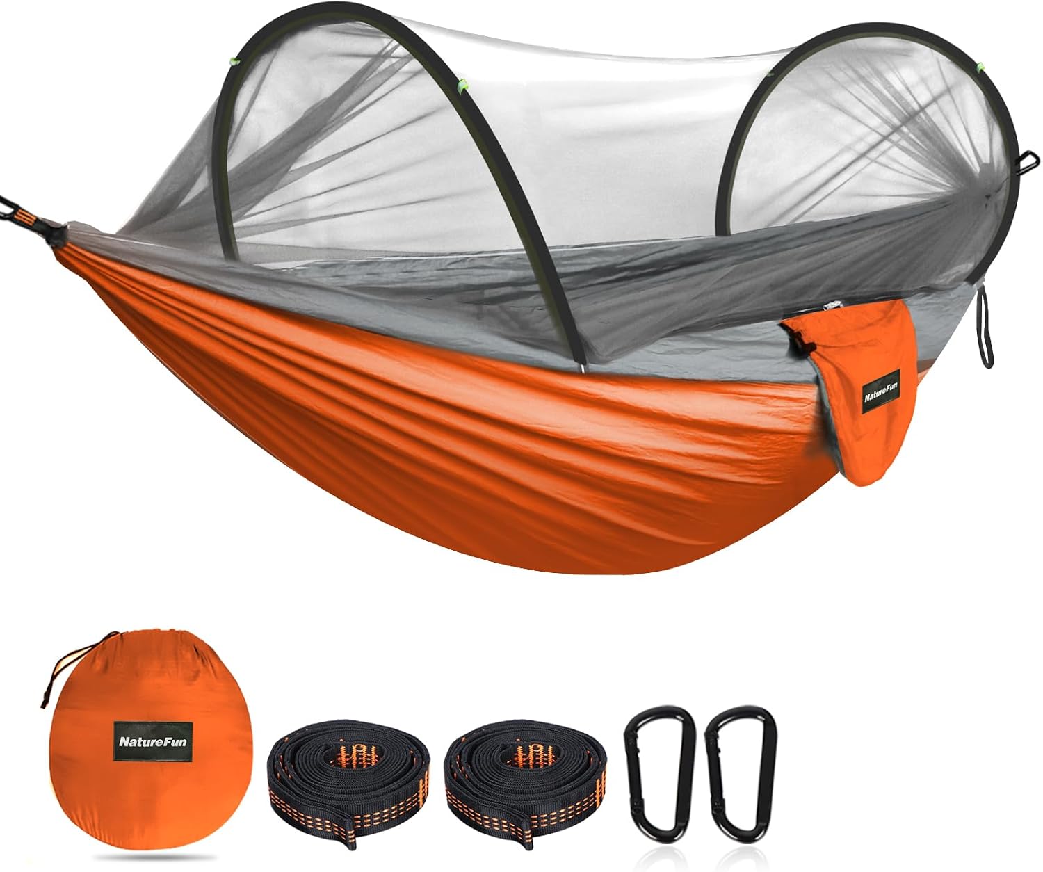 Camping-hängematte Mit Moskitonetz – 1 Person – Fallschirmseide – Tragkraft 300 Kg – Wandern Und Outdoor-aktivitäten – 275 X 140 Cm