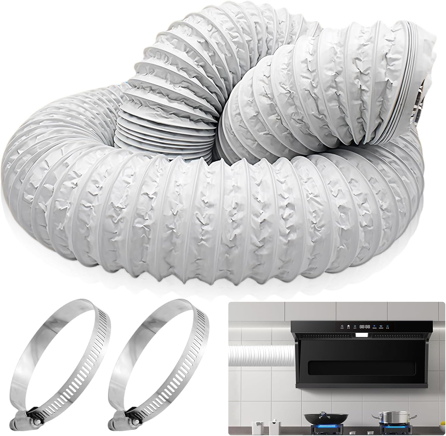 Abluftschlauch – 1 Stück – Pvc Und Aluminium – 6 M Flexibler Schlauch, Ø 100 Mm – Klimaanlage, Wäschetrockner, Dunstabzugshaube