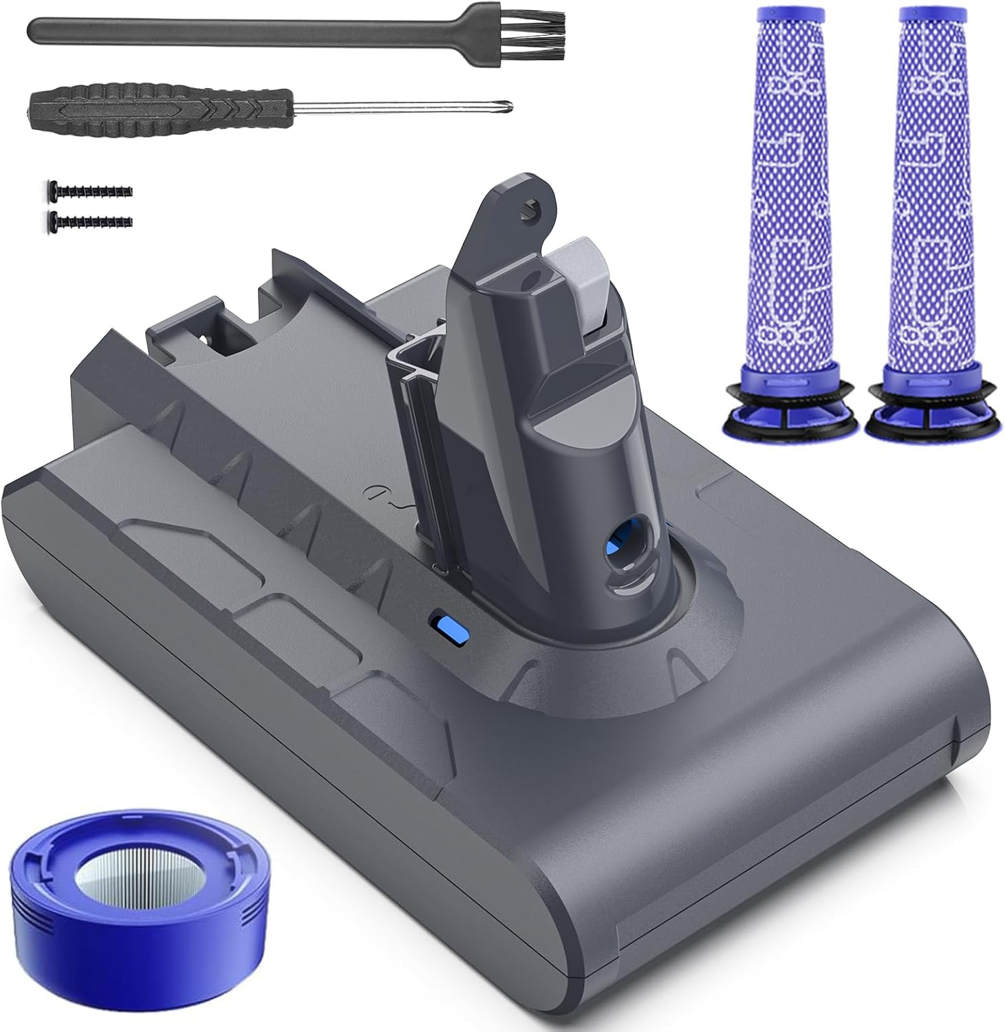 8000-mah-akku Für Dyson V6 – Komplettset Mit Filtern Und Zubehör – Lange Akkulaufzeit – Kompatibel Mit Dc62, Sv03 Und Animal