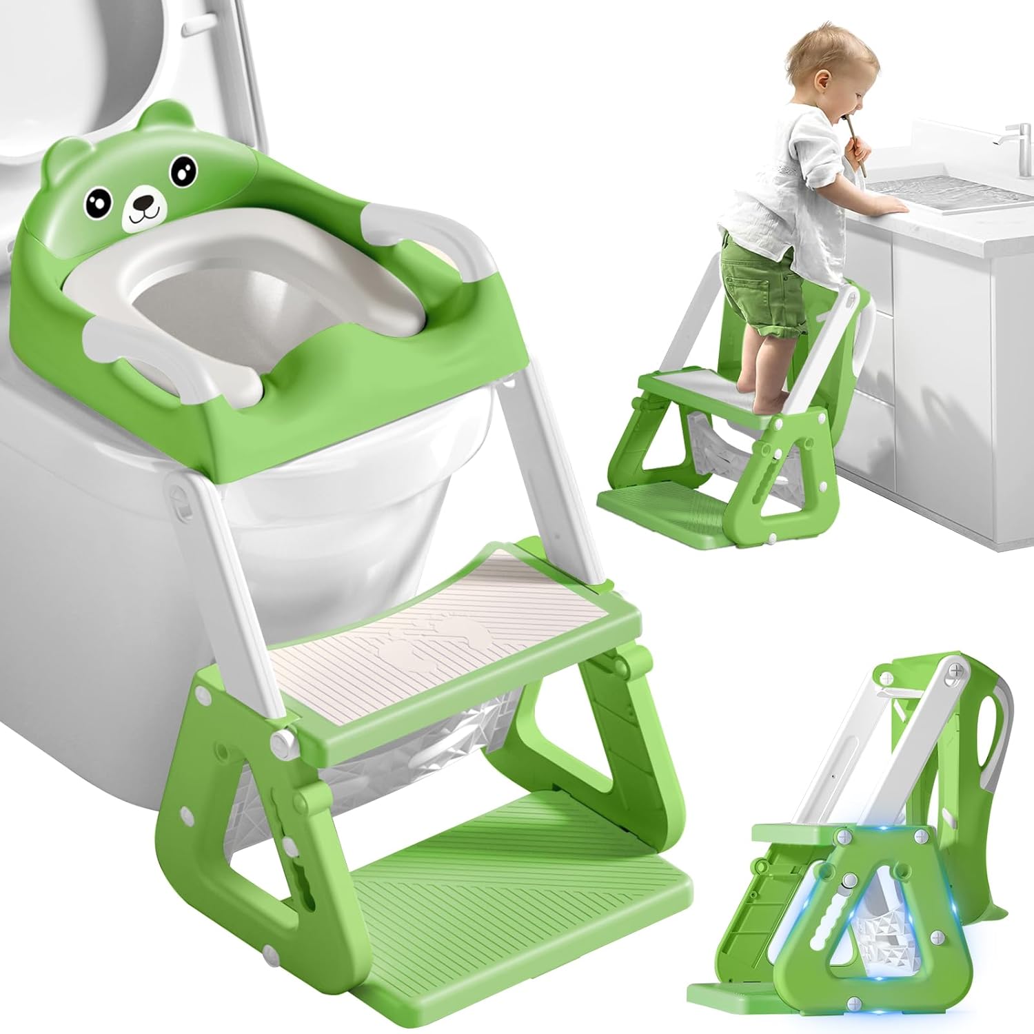 Kinder-wc-sitzverkleinerer – 1 Stück – Pp Und Pu – Faltbar Und 7-fach Verstellbar – Für Wcs Der Uvo-form – Höhe 38 Bis 47 Cm