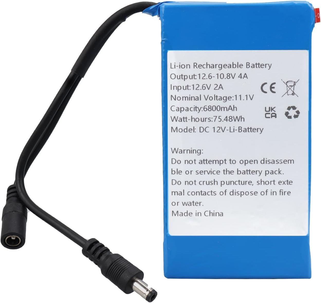 Lithium-ionen-akku 12 V 6800 Mah – Wiederaufladbar Dc5521 – Für Led-überwachungskameras Mit Audio-funktion