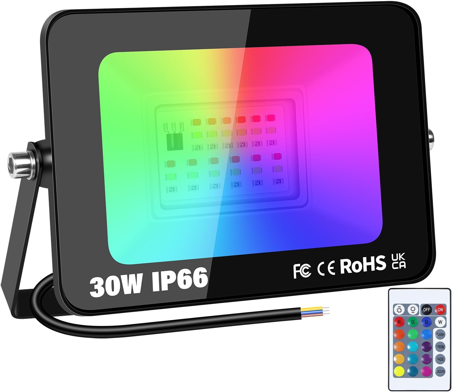 30-w-rgb-led-flutlicht – 1 Stück – Aluminium – 16 Farben – Ip66 Wasserdicht – Garten, Terrasse, Patio
